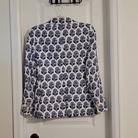 Helena blazer in bouquet block print Chelsea linen-cupro blend - Picture 5 of 5